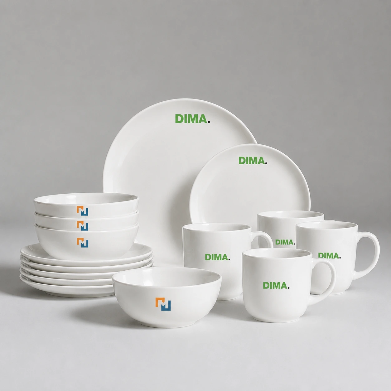merlan servies met bedrukking compleet servies